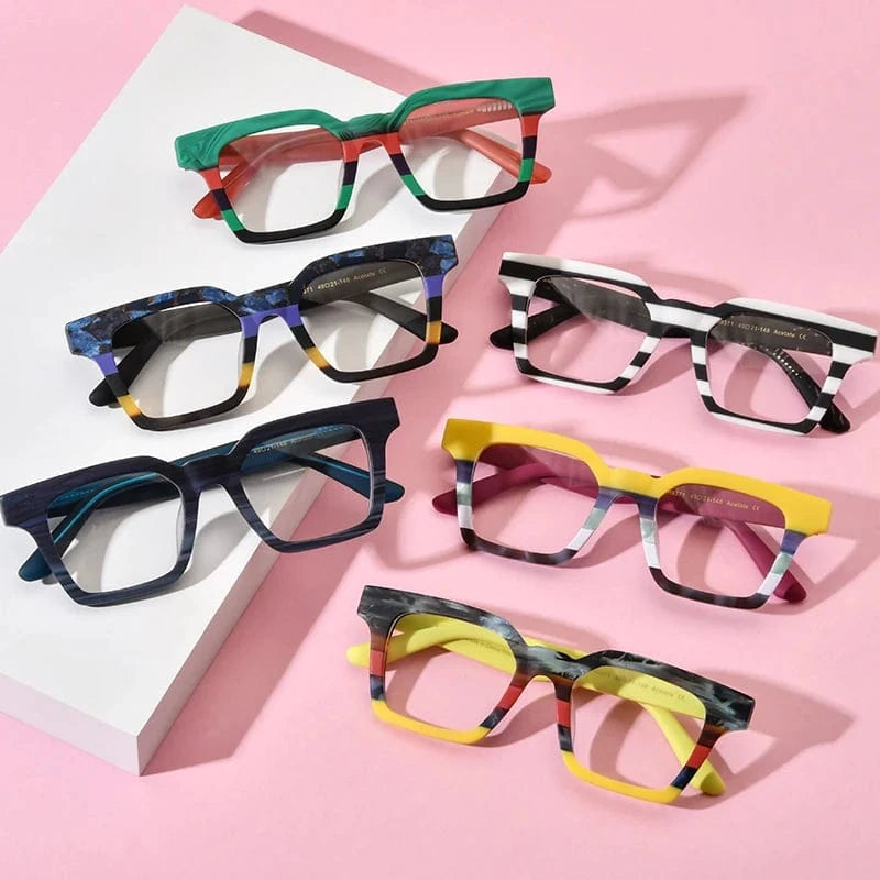 Borregls Multicolor Matte Acetate Glasses Frame Women 2024 Fashion Square Eyeglasses Optical Spectacles Man Retro Eyewear 19371