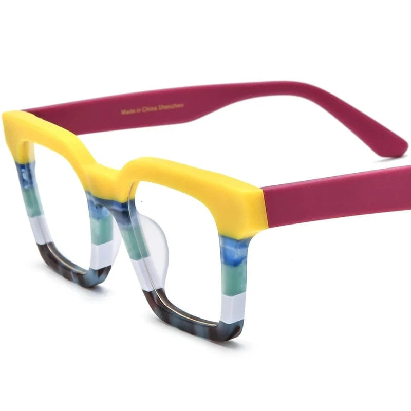 Borregls Multicolor Matte Acetate Glasses Frame Women 2024 Fashion Square Eyeglasses Optical Spectacles Man Retro Eyewear 19371