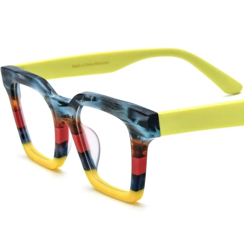 Borregls Multicolor Matte Acetate Glasses Frame Women 2024 Fashion Square Eyeglasses Optical Spectacles Man Retro Eyewear 19371