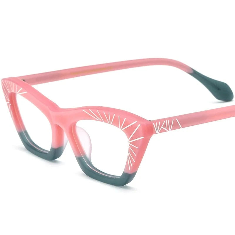 Borregls Splice Acetate Cat Eye Glasses Frame Women Brand Designer High Quality Cateye Eyeglass Optical Spectacles Eyewear 19344