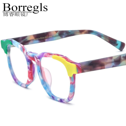 Borregls Splice Acetate Square Glasses Women Brand Design New High Quality Eyeglass Frame Spectacles Optical Eyewear 19284