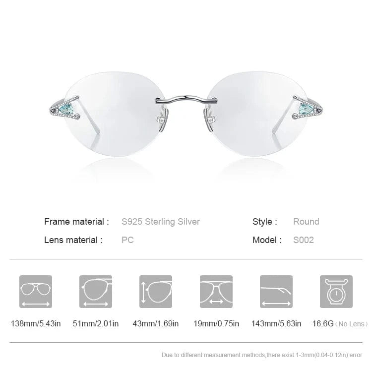 Borregls Sterling Silver S925 Glasses Frame Women Brand Design High Quality Rimless Eyeglasses Frameless Optical Eyewear S002