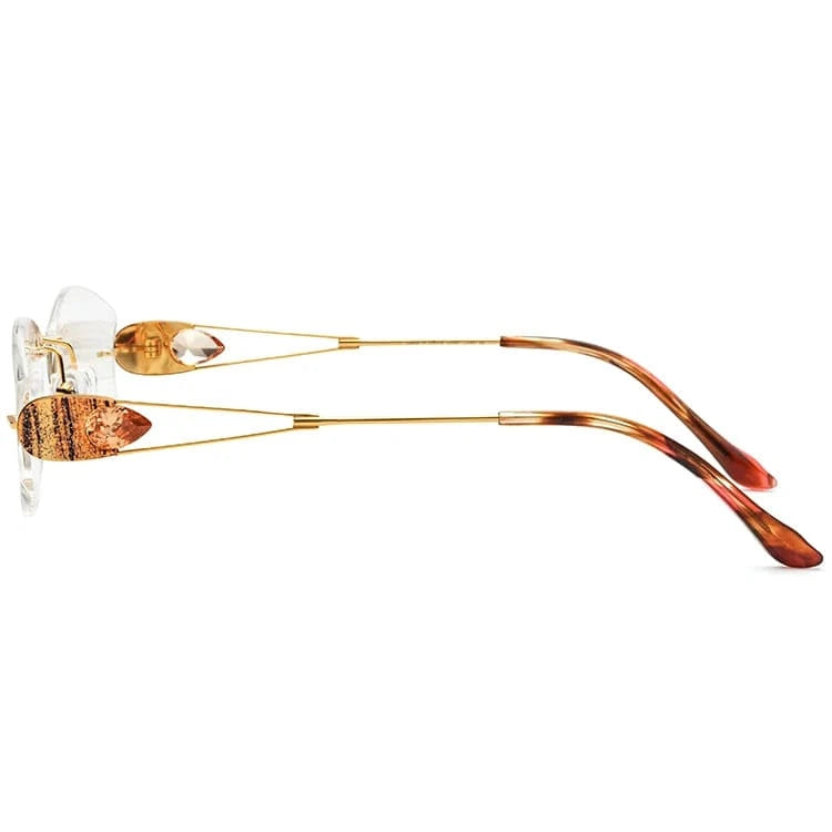 Borregls Wire Titanium Rimless Glasses Women Ultralight Luxury Diamond Trim Optical Eyeglasses Frame Eyewear