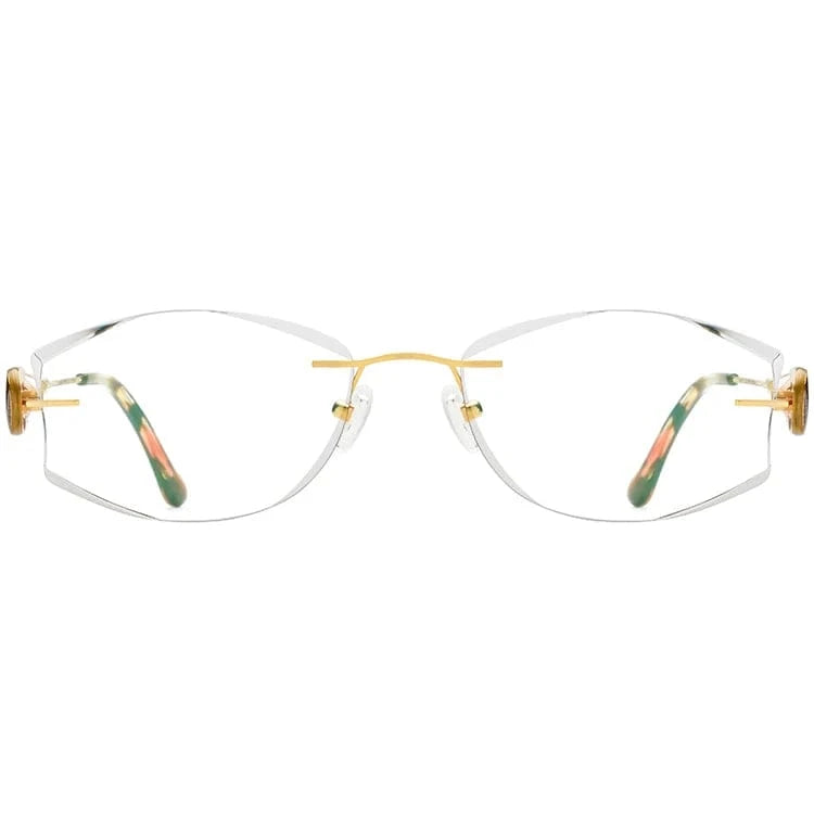 Borregls Wire Titanium Rimless Glasses Women Ultralight Luxury Diamond Trim Optical Eyeglasses Frame Eyewear