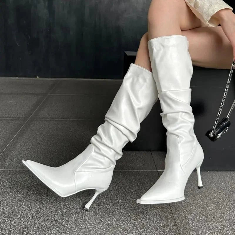 Botas De Invierno Knee HIgh Newest Sepatu Stiletto Heel Ladies Fashion Boots for Woman