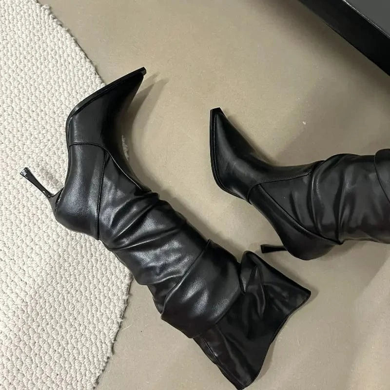 Botas De Invierno Knee HIgh Newest Sepatu Stiletto Heel Ladies Fashion Boots for Woman