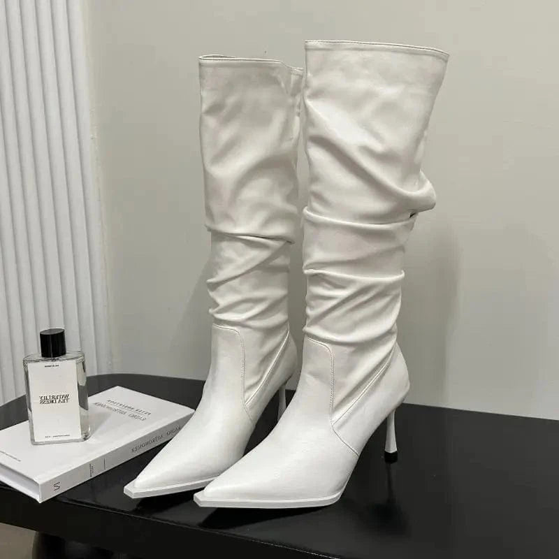 Botas De Invierno Knee HIgh Newest Sepatu Stiletto Heel Ladies Fashion Boots for Woman