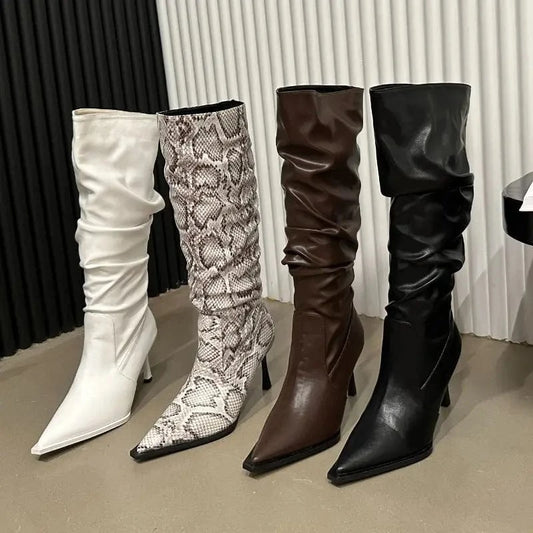 Botas De Invierno Knee HIgh Newest Sepatu Stiletto Heel Ladies Fashion Boots for Woman