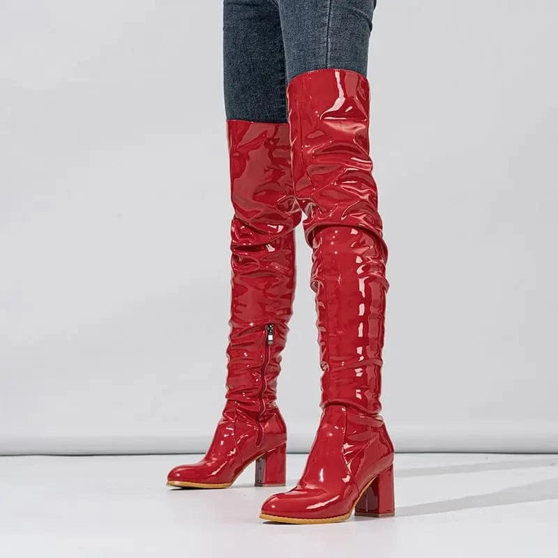 Botas Largas De Mujer Chunky Low Heel Women Over the Knee Boots for Winter and Fall