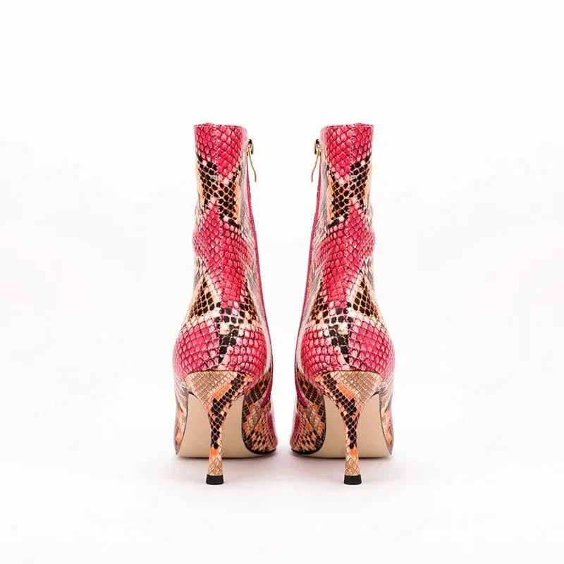 Bottes Femme Fashion Designer Embossed Pu Ladies Pointy Toe Thin Heel Short Boots Women Kitten Heel Ankle Booties