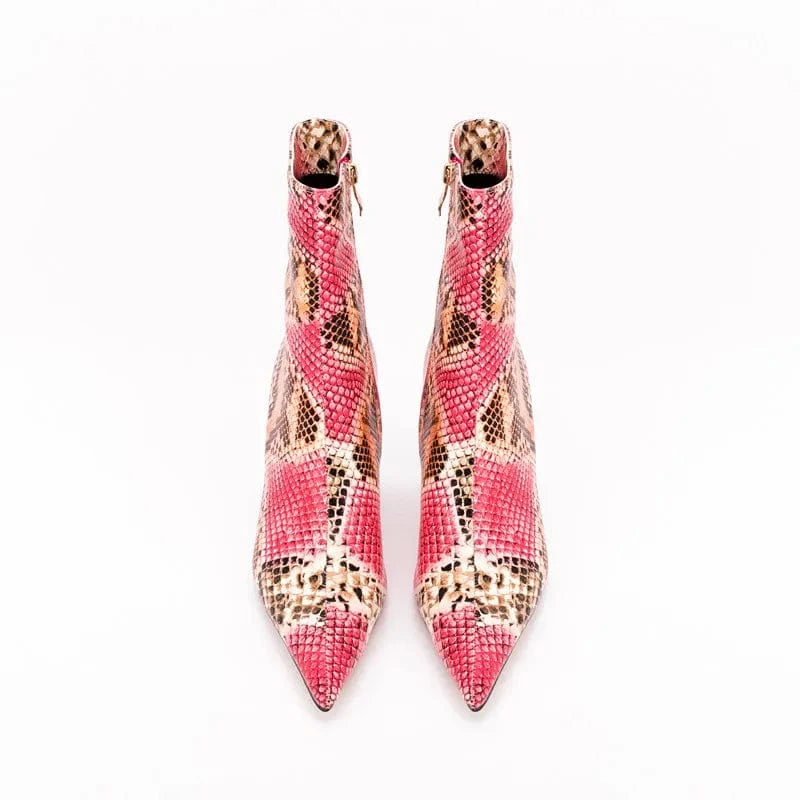 Bottes Femme Fashion Designer Embossed Pu Ladies Pointy Toe Thin Heel Short Boots Women Kitten Heel Ankle Booties