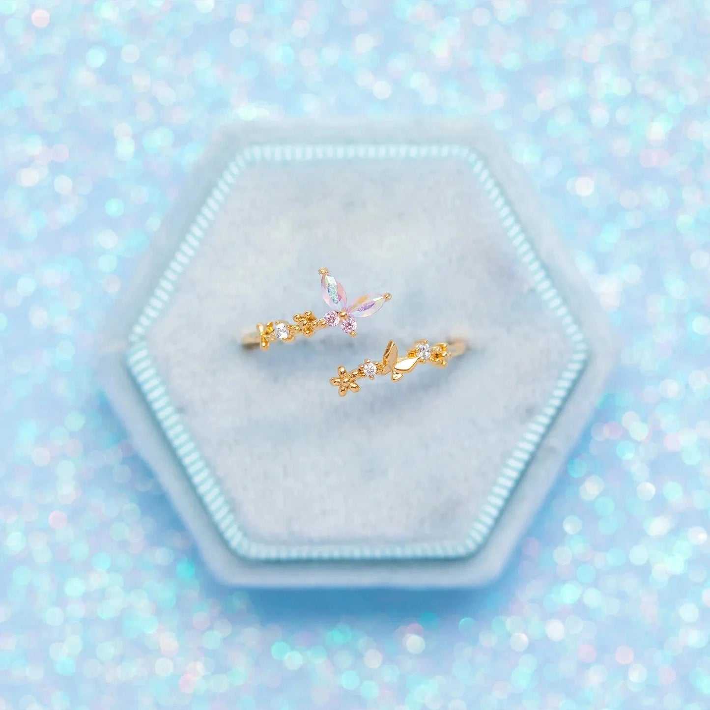 Boutique jewelry open ring design 18k gold plated butterfly fashion ring jewelry women Gifts Minimum order quantity 1 pieces