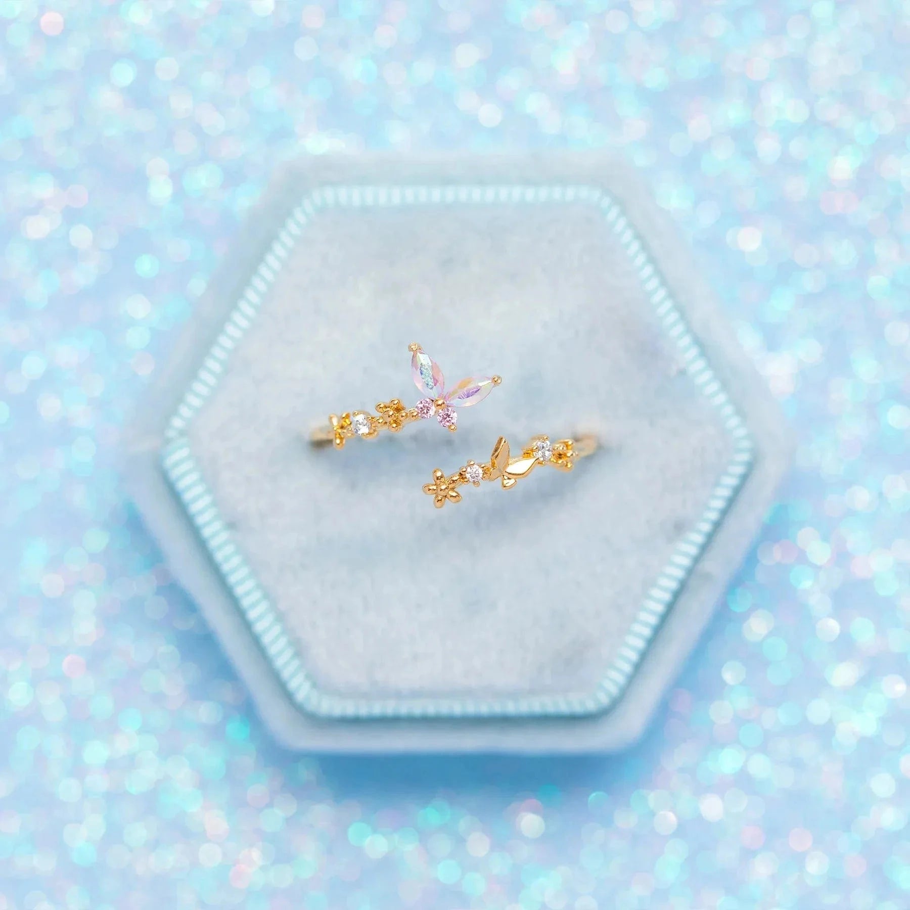 Boutique jewelry open ring design 18k gold plated butterfly fashion ring jewelry women Gifts Minimum order quantity 1 pieces