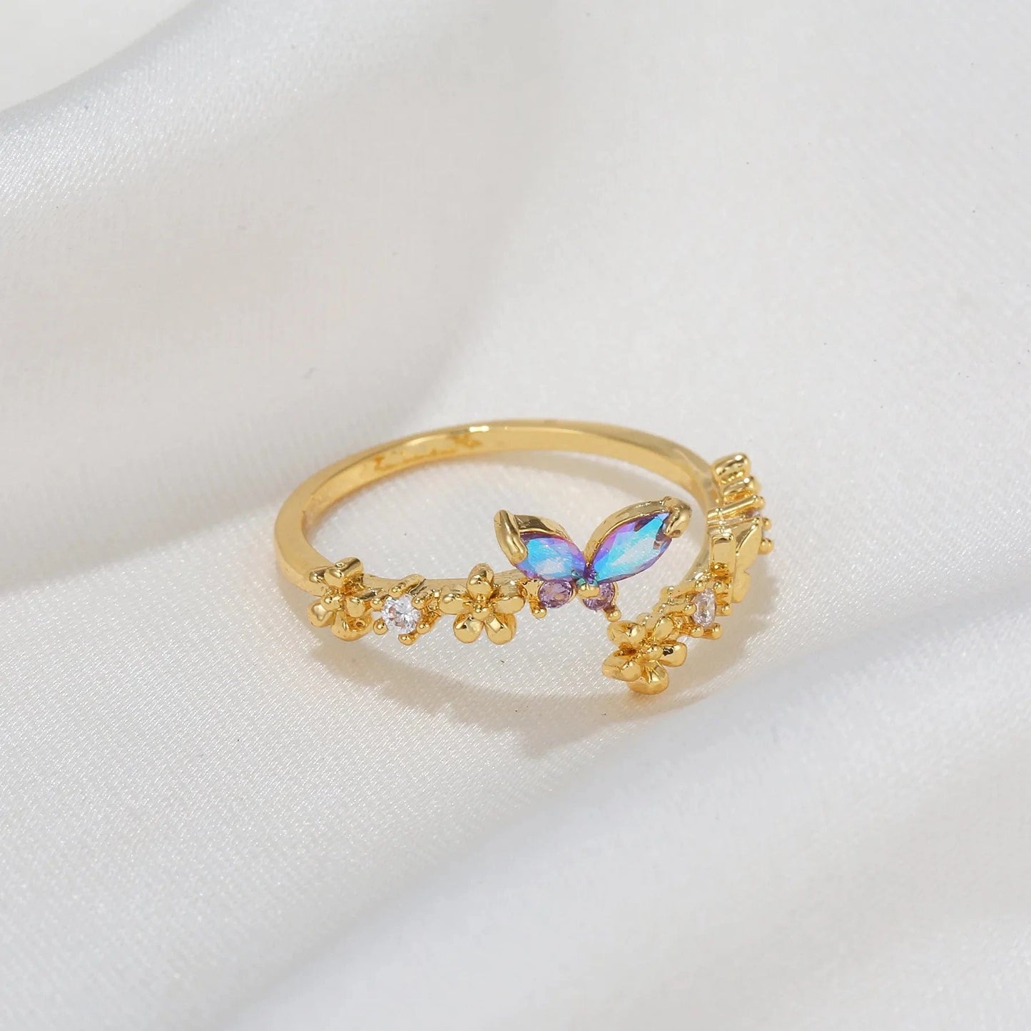 Boutique jewelry open ring design 18k gold plated butterfly fashion ring jewelry women Gifts Minimum order quantity 1 pieces