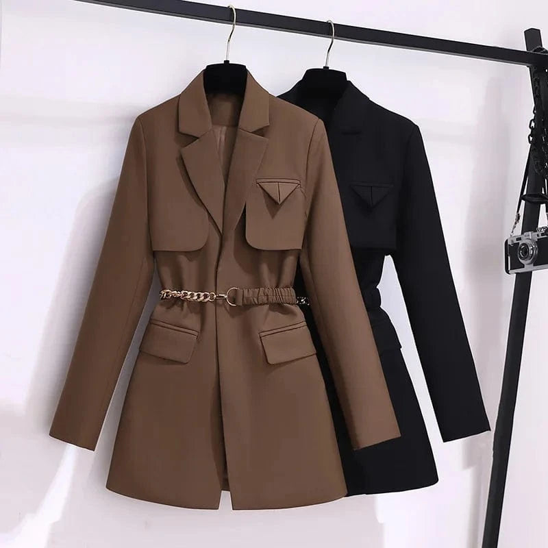 Boutique Wholesale 2024 Fashion Elegant Loose Autumn New Korean Version Coffee Casual Womens Suit