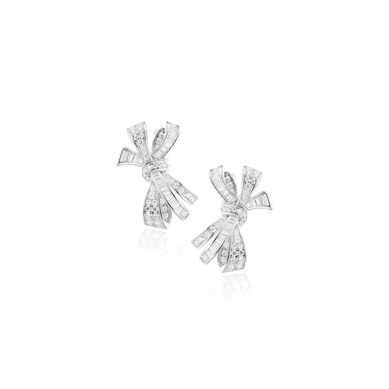 bow / Platinum 2023 New Brass Plated 18K Gold Anti Allergy Fashion Personalized Cute Bow Earrings for Women