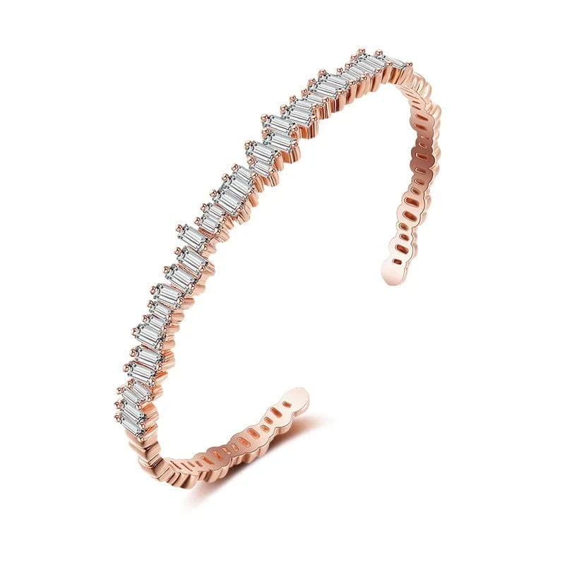 BP154 Rose Gold RAKOL  BP2218  wholesale  minimalist gold plated colour gemstone cubic zirconia tennis bangle bracelets women
