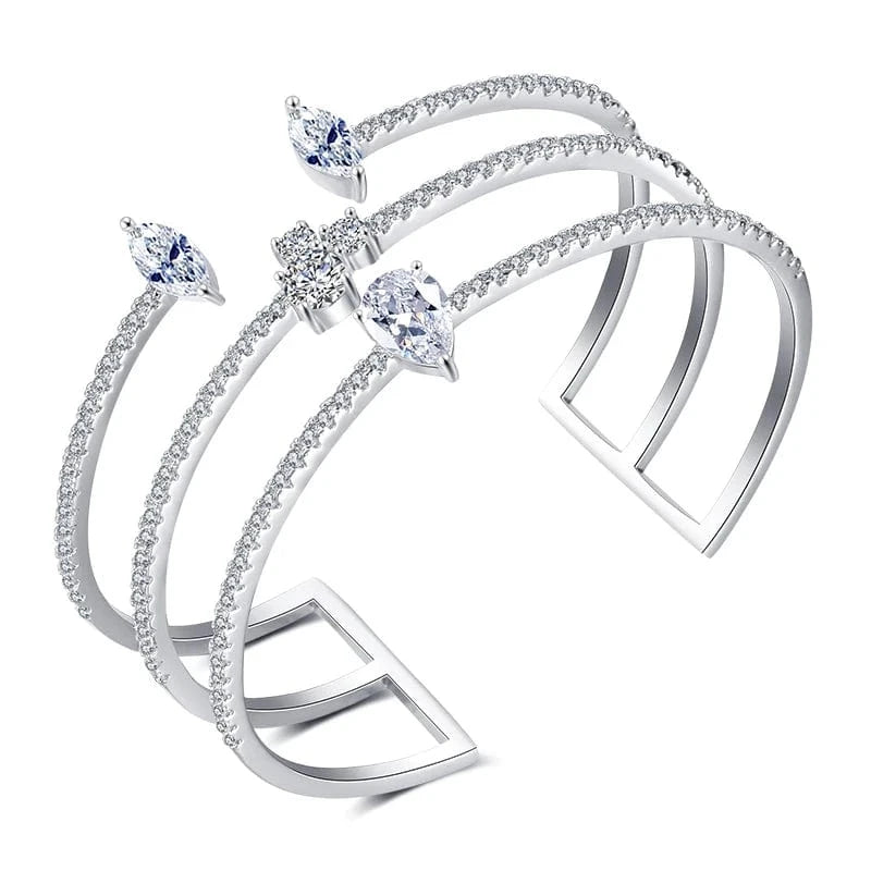 BP162 White RAKOL  BP2218  wholesale  minimalist gold plated colour gemstone cubic zirconia tennis bangle bracelets women