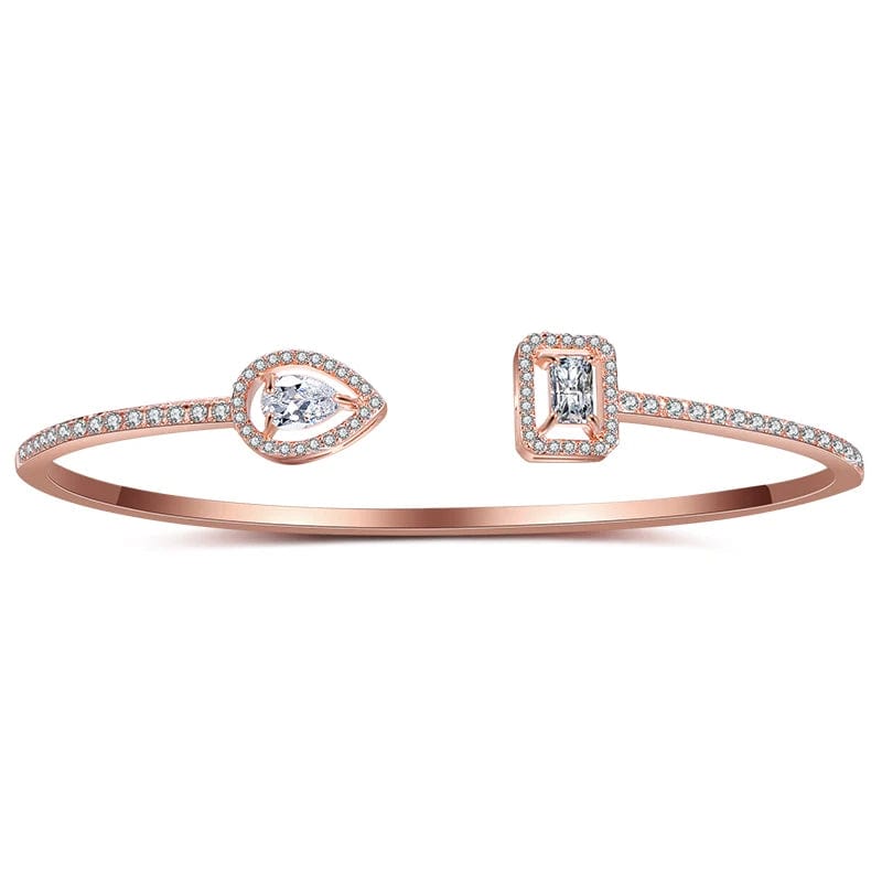 BP2009 Rose  Gold RAKOL BP2212 Fine design minimalist colour gemstone zirconia   dubai bridal adjustable  bangle bracelets jewellery women