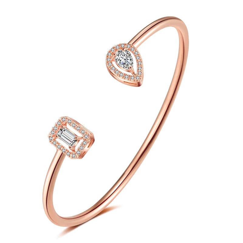 BP2154 Rose  Gold RAKOL BP2212 Fine design minimalist colour gemstone zirconia   dubai bridal adjustable  bangle bracelets jewellery women
