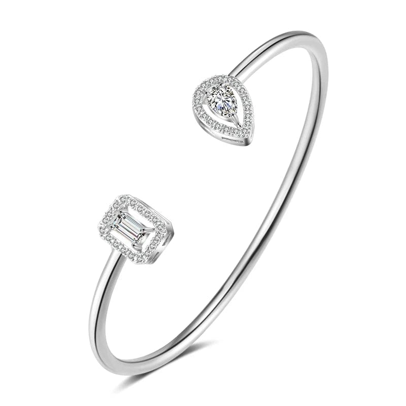 BP2154 White RAKOL BP2212 Fine design minimalist colour gemstone zirconia   dubai bridal adjustable  bangle bracelets jewellery women