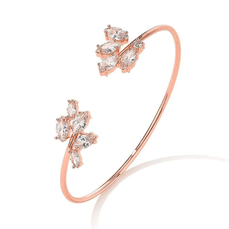 BP2185 Rose Gold RAKOL  BP2218  wholesale  minimalist gold plated colour gemstone cubic zirconia tennis bangle bracelets women