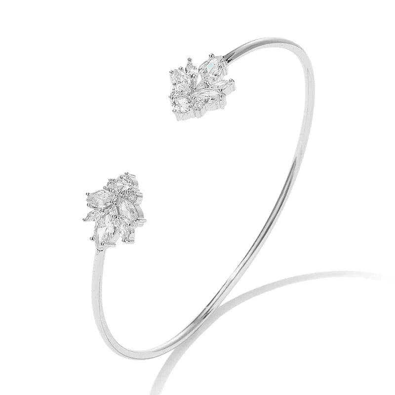 BP2186 White RAKOL BP2212 Fine design minimalist colour gemstone zirconia   dubai bridal adjustable  bangle bracelets jewellery women