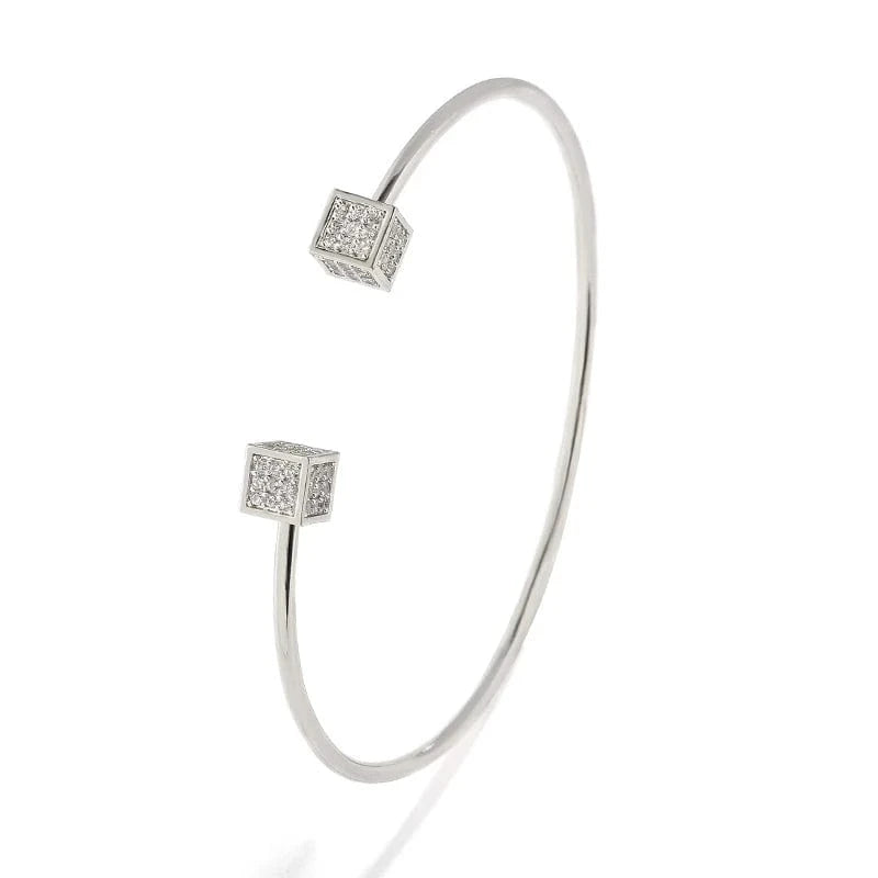 BP2188 White RAKOL BP2212 Fine design minimalist colour gemstone zirconia   dubai bridal adjustable  bangle bracelets jewellery women