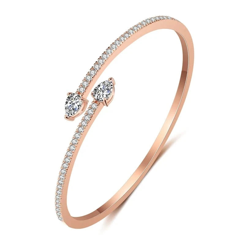 BP2192 Rose Gold RAKOL  BP2218  wholesale  minimalist gold plated colour gemstone cubic zirconia tennis bangle bracelets women