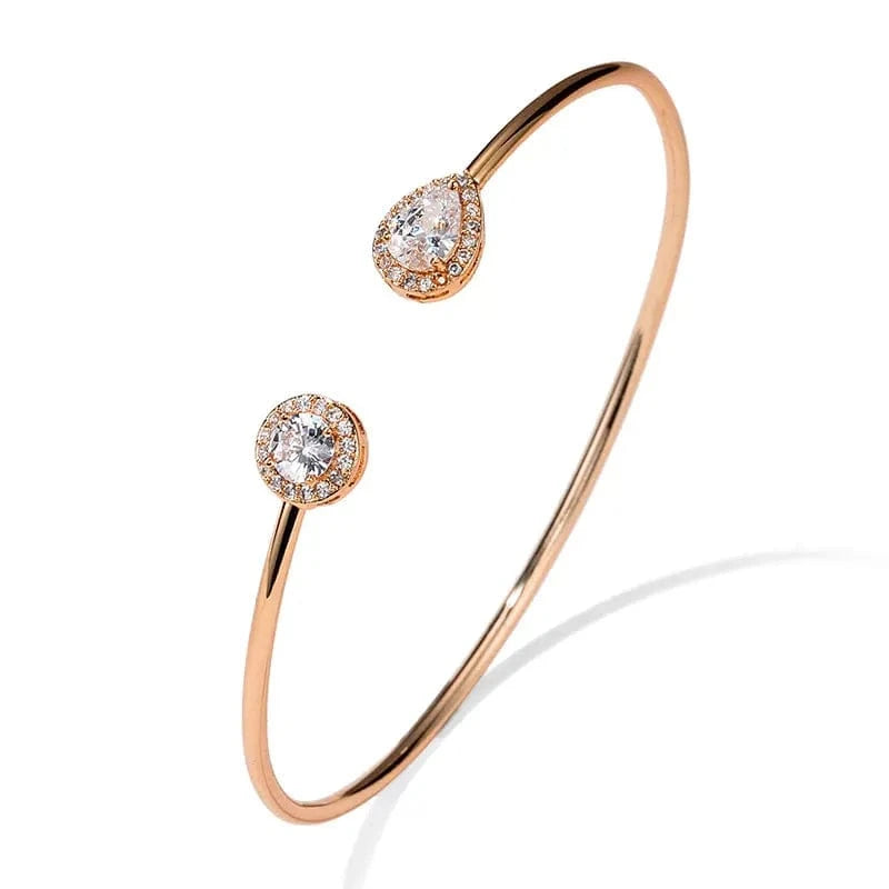 BP2194 Rose Gold RAKOL  BP2218  wholesale  minimalist gold plated colour gemstone cubic zirconia tennis bangle bracelets women