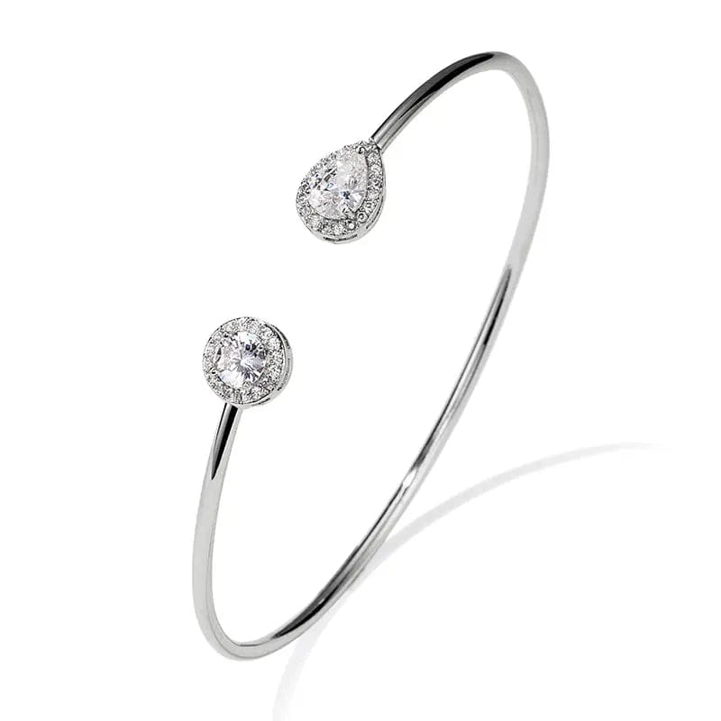 BP2194 White RAKOL BP2212 Fine design minimalist colour gemstone zirconia   dubai bridal adjustable  bangle bracelets jewellery women