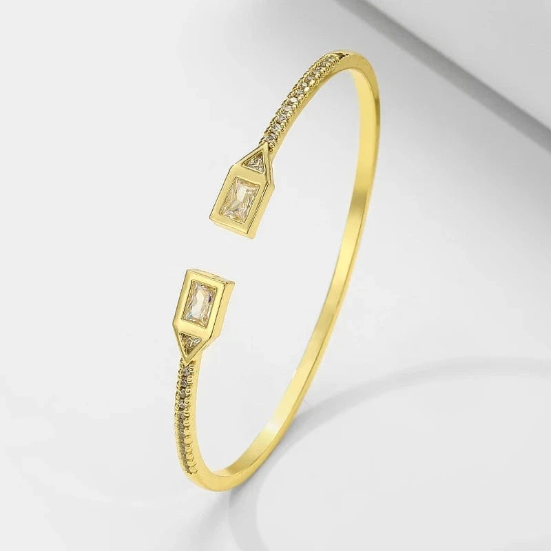 BP2212 Gold Clear Stone RAKOL  BP2218  wholesale  minimalist gold plated colour gemstone cubic zirconia tennis bangle bracelets women