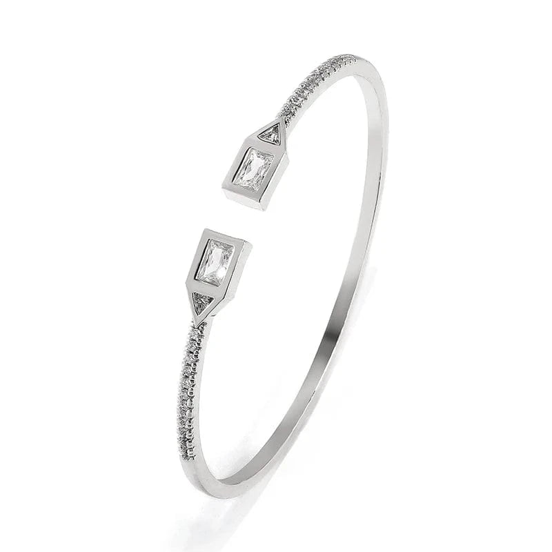 BP2212 White Clear Stone RAKOL  BP2218  wholesale  minimalist gold plated colour gemstone cubic zirconia tennis bangle bracelets women