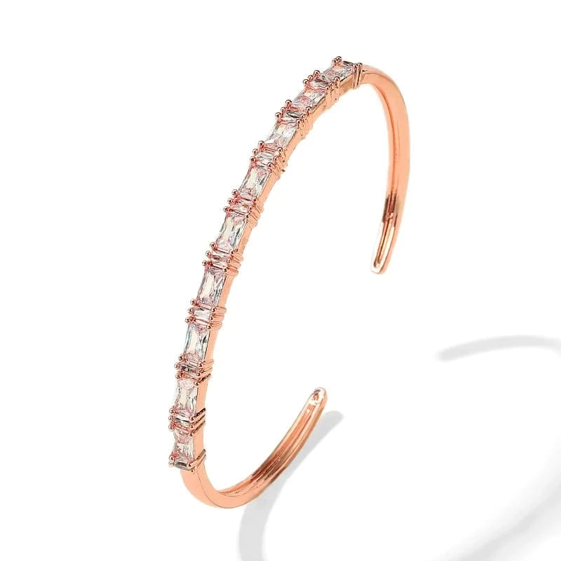BP2217 Rose Gold RAKOL  BP2218  wholesale  minimalist gold plated colour gemstone cubic zirconia tennis bangle bracelets women