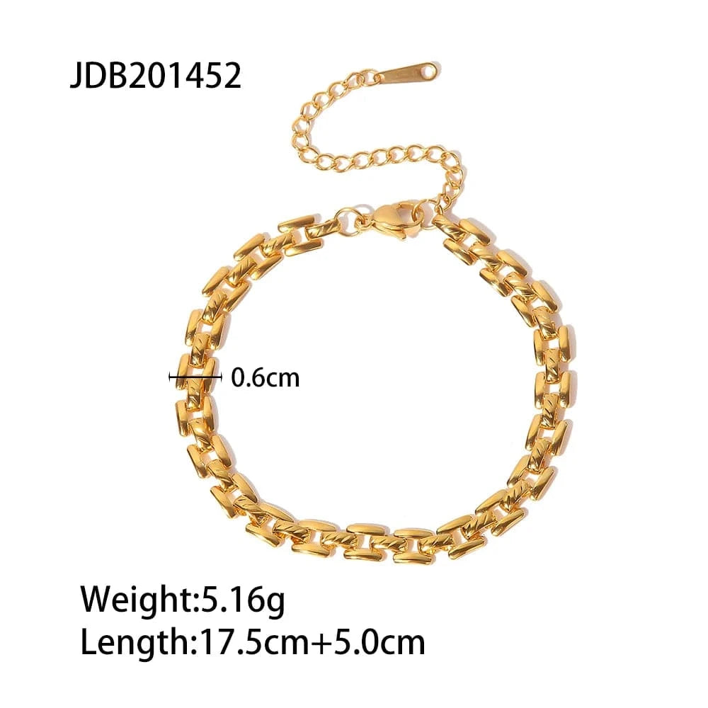 BR1014 / Picture / BR1014 BR1014 INS 18k Gold Plated Stainless Steel Jewelry Party Gift Geometric Wide Belt Bracelet for Girls