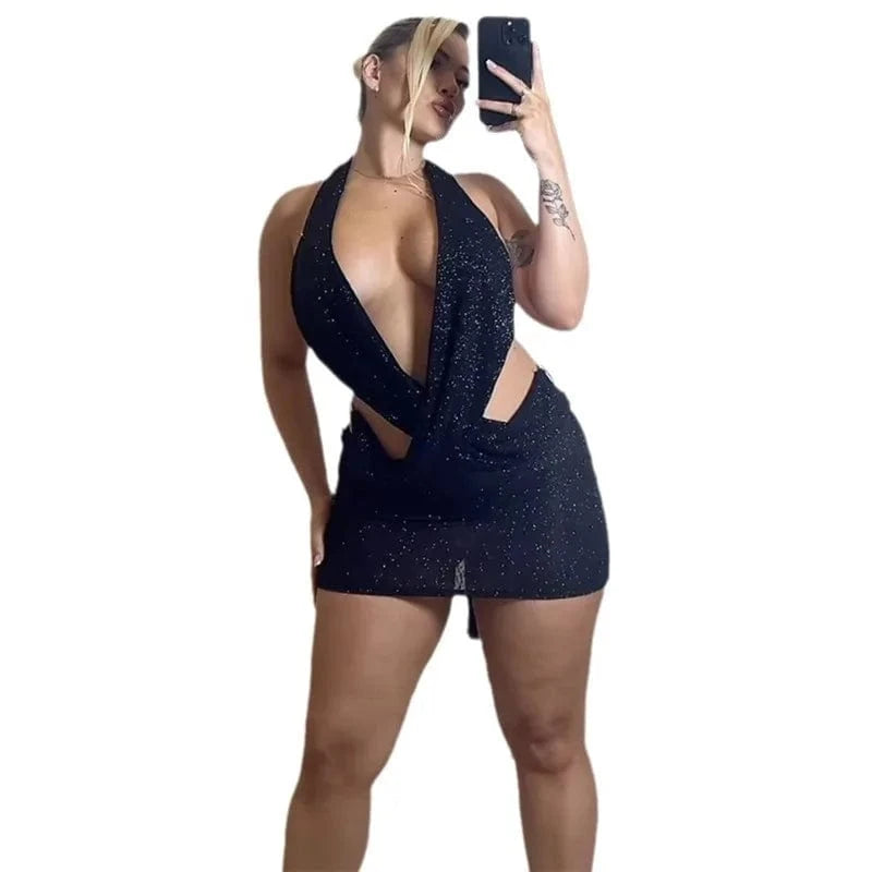 BR4037 2024 spring women's wear new big backless cross strap hip sexy hot dress