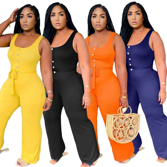BR844 4xl plus size fashion sleeveless wide leg Bodysuits Summer High Waist women shorts overalls