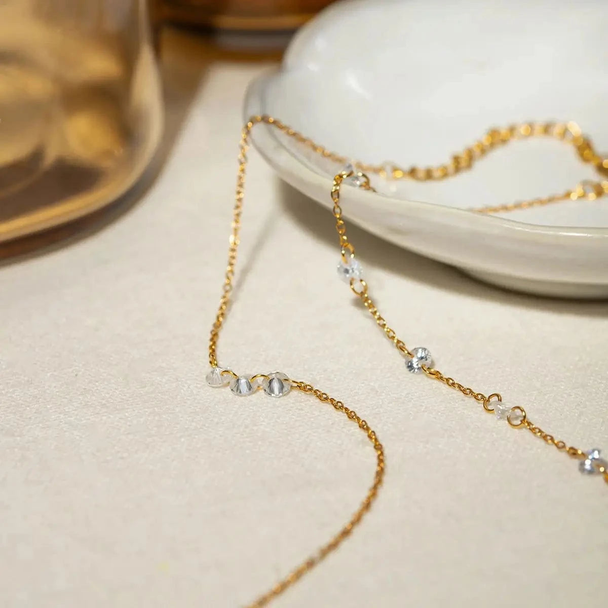BR977 Blingbling Zircon 18K Gold Plated Oval Zircon Dainty Charm Chain Stainless Steel Bracelet Ladies Jewelry Gift