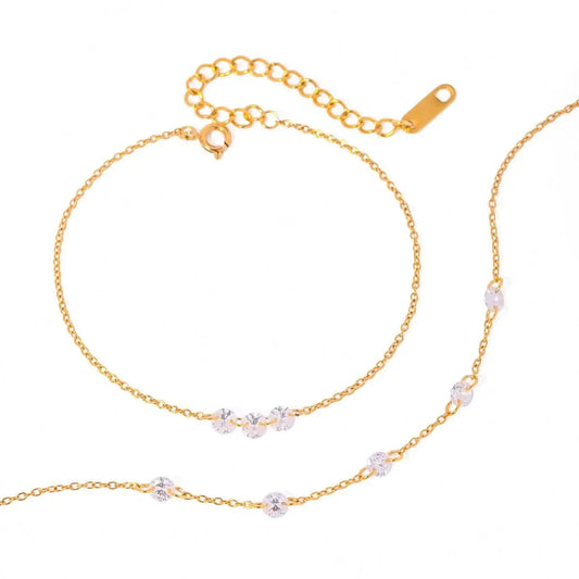 BR977 Blingbling Zircon 18K Gold Plated Oval Zircon Dainty Charm Chain Stainless Steel Bracelet Ladies Jewelry Gift