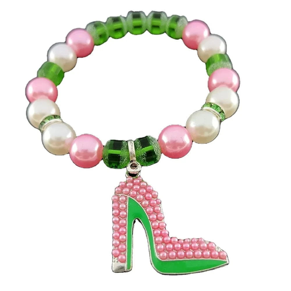 Bracelet / 19CM / A Fashion sorority society pendant pink green beads bracelet