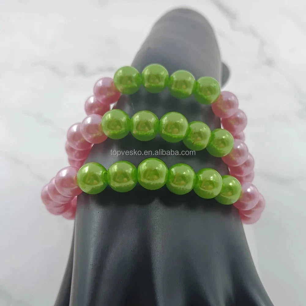 bracelet / AKA Topvesko New Styles Greek Sister Sorority Pink Green Pearl Exquisite Bracelets Women Fashion Ornaments