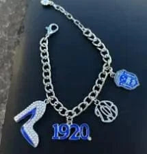 Bracelet / Blue Greek Female Sigma Gamma Rho Popular University 1922 Sorority Society High Heel Shoes Pendant Bracelets Ornaments