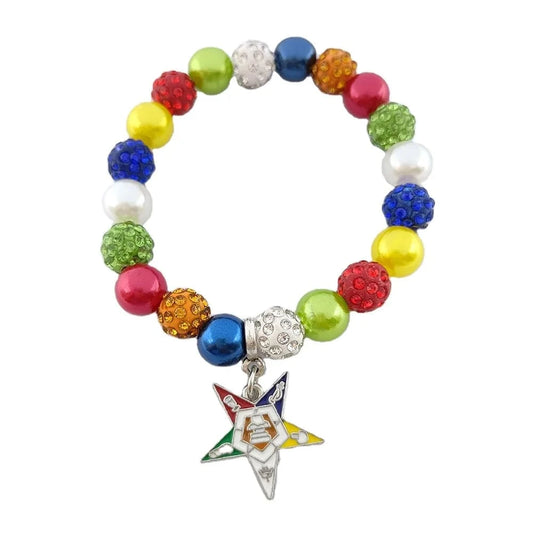 bracelet / OES Handmade Greek Sorority OES Order of Eastern Star Charm Pearl Beads Bracelet Wholesale Women Jewelry