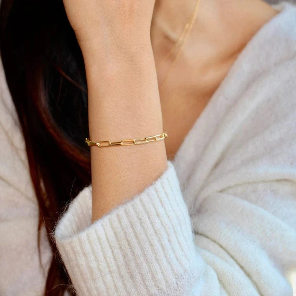 Bracelet / YS25112D0W0-Gold eManco Trendy stainless steel jewelry bracelet cuban link gold chain bracelet women fashion