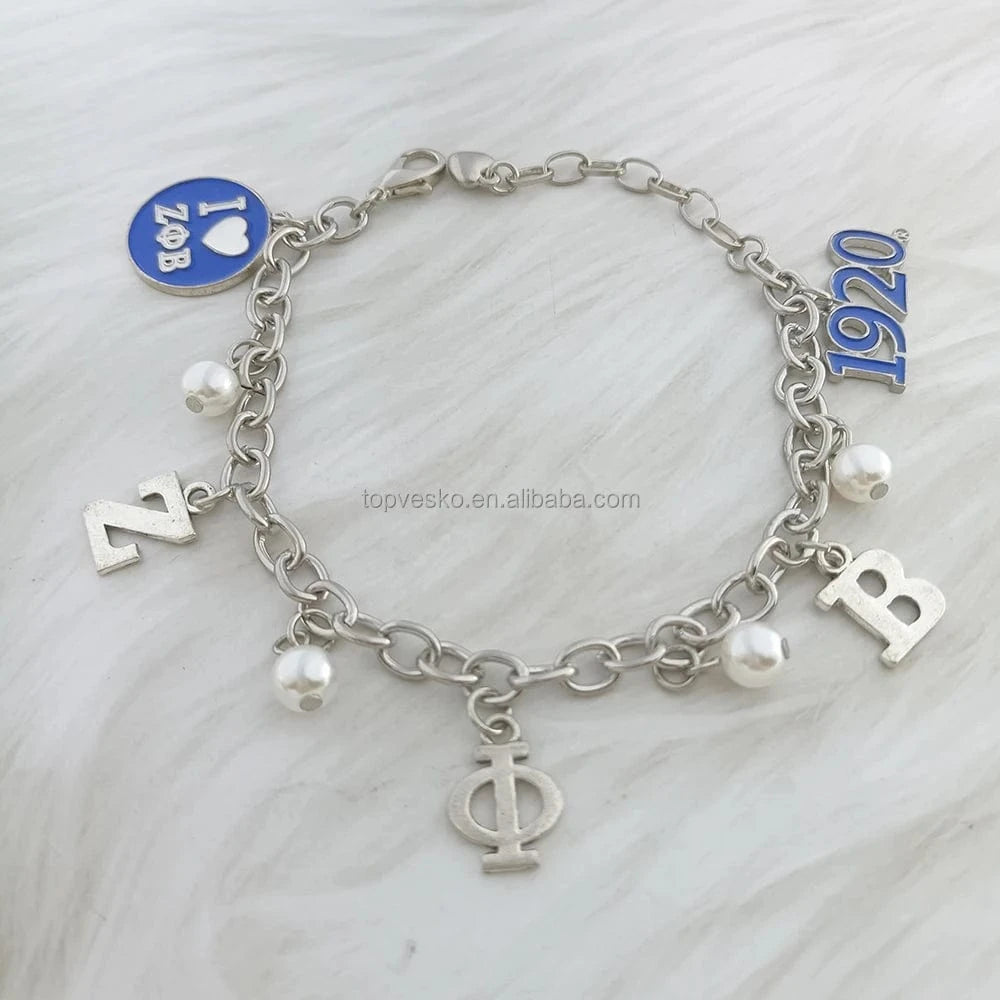 bracelet / ZPB Greek Sorority Zeta Phi Beta Letter Adjustable Chain Charms Women Bracelets Jewelry Gifts