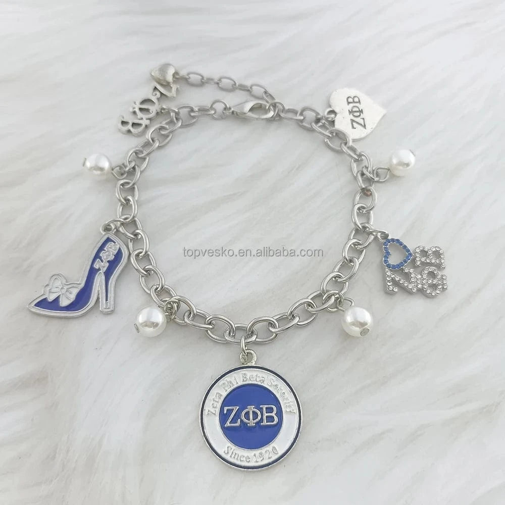 bracelet / ZPB Handmade Adjustable Chain Greek Sorority Zeta Phi Beta Letter Pendant Society Bracelets Women Accessories