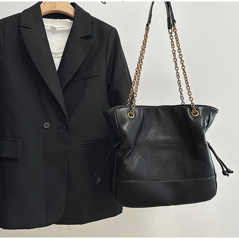 Brand Diamond - shaped Underarm Bag New Women Luxury Retro Fashion Versatile Drawstring Chain Bag Textured Hardware Shoulder Bag - SN Wigs & More