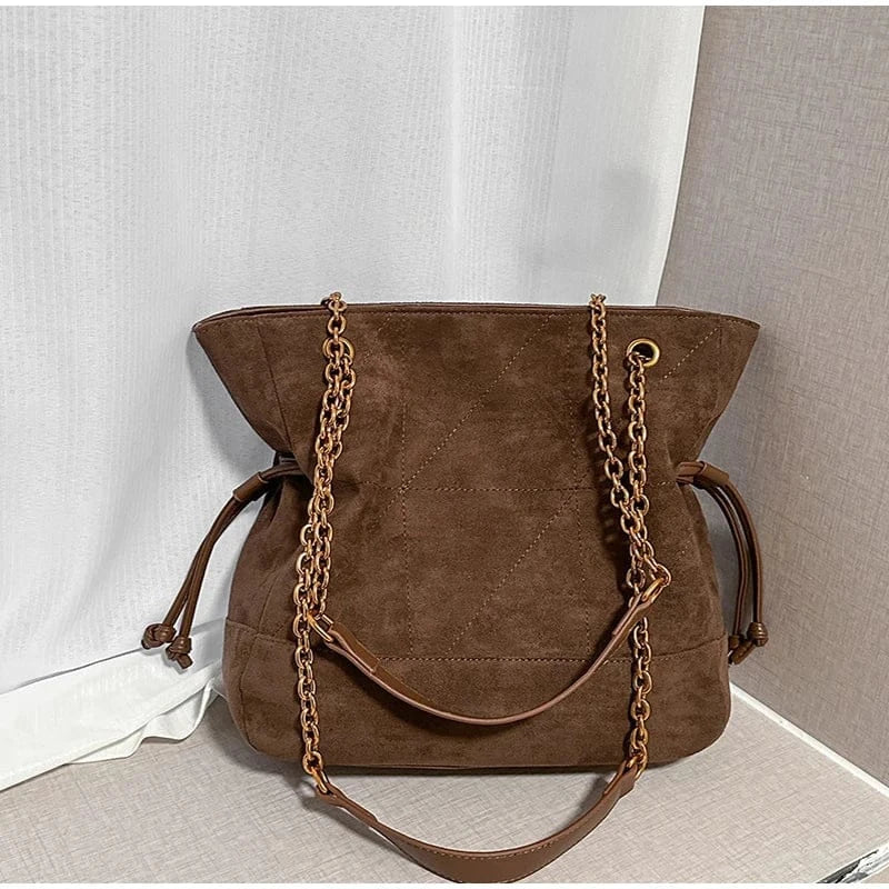 Brand Diamond - shaped Underarm Bag New Women Luxury Retro Fashion Versatile Drawstring Chain Bag Textured Hardware Shoulder Bag - SN Wigs & More