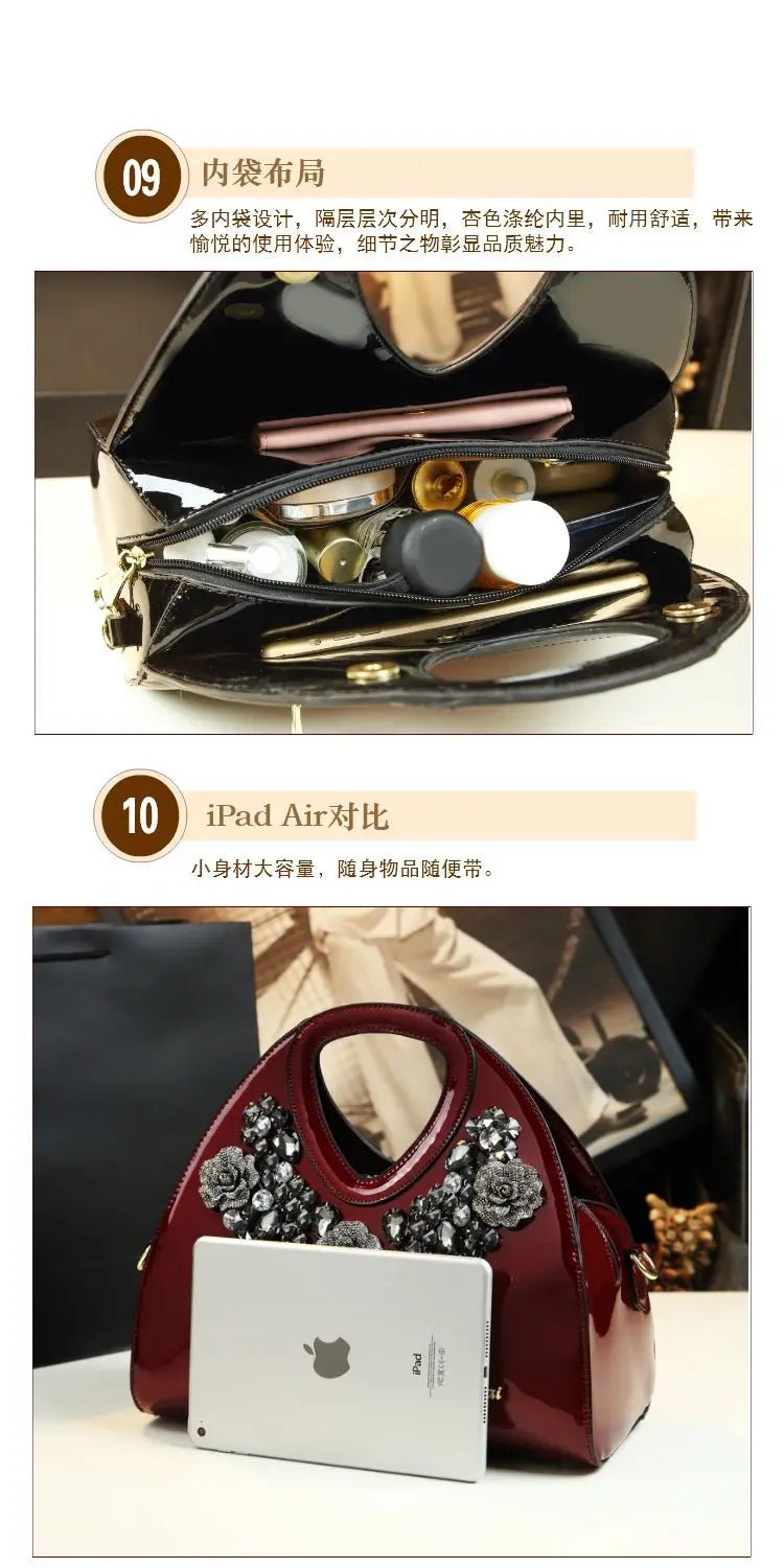 Brand Fashionable Diamond - encrusted Dumpling Bag Genuine Leather Hand - held Crossbody Bags for Women Sac À Main Femme - SN Wigs & More