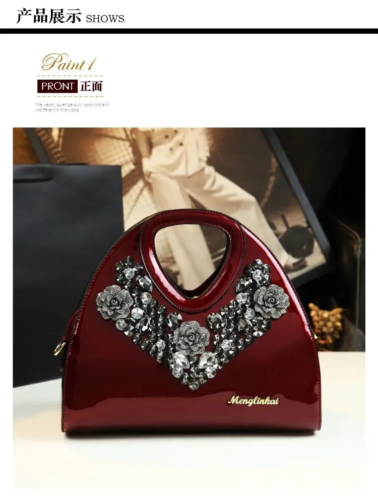 Brand Fashionable Diamond - encrusted Dumpling Bag Genuine Leather Hand - held Crossbody Bags for Women Sac À Main Femme - SN Wigs & More